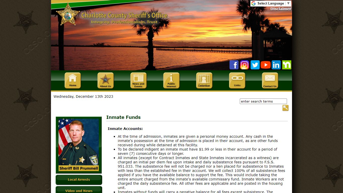 Inmate Funds - CCSO