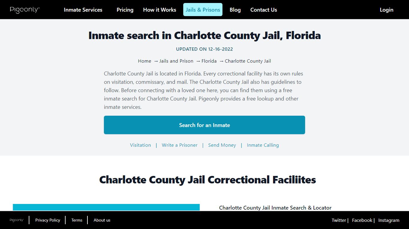 Inmate Search Charlotte County Jail, Florida | Pigeonly